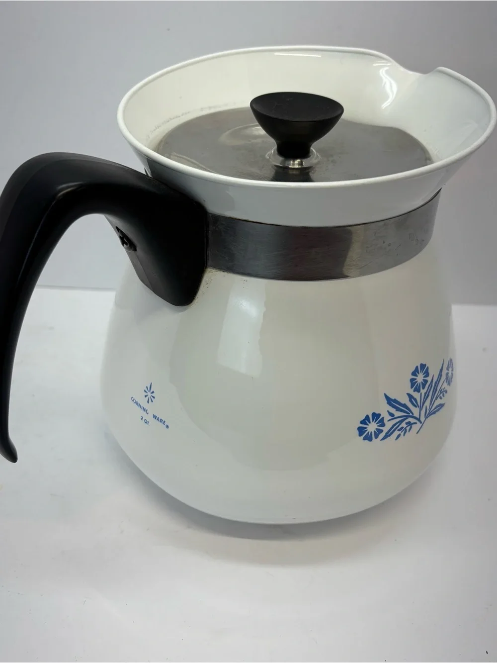 Corning Ware Vintage 2 Qt Blue Cornflower Tea Pot Metal Lid